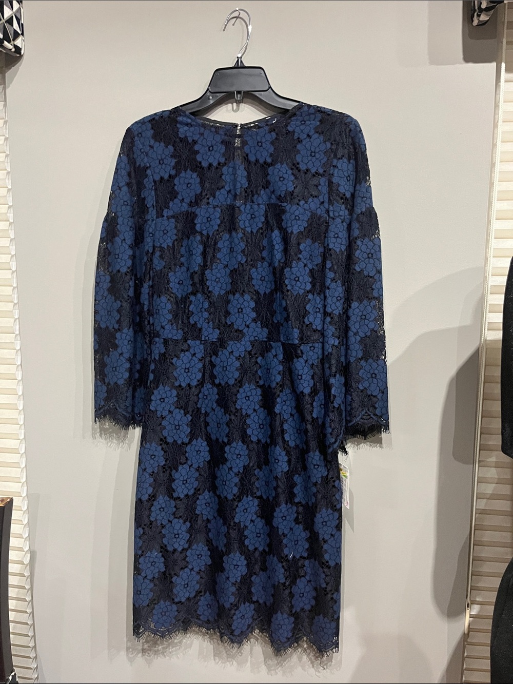 Trina Turk Navy and Black Floral Lace Shift Dress